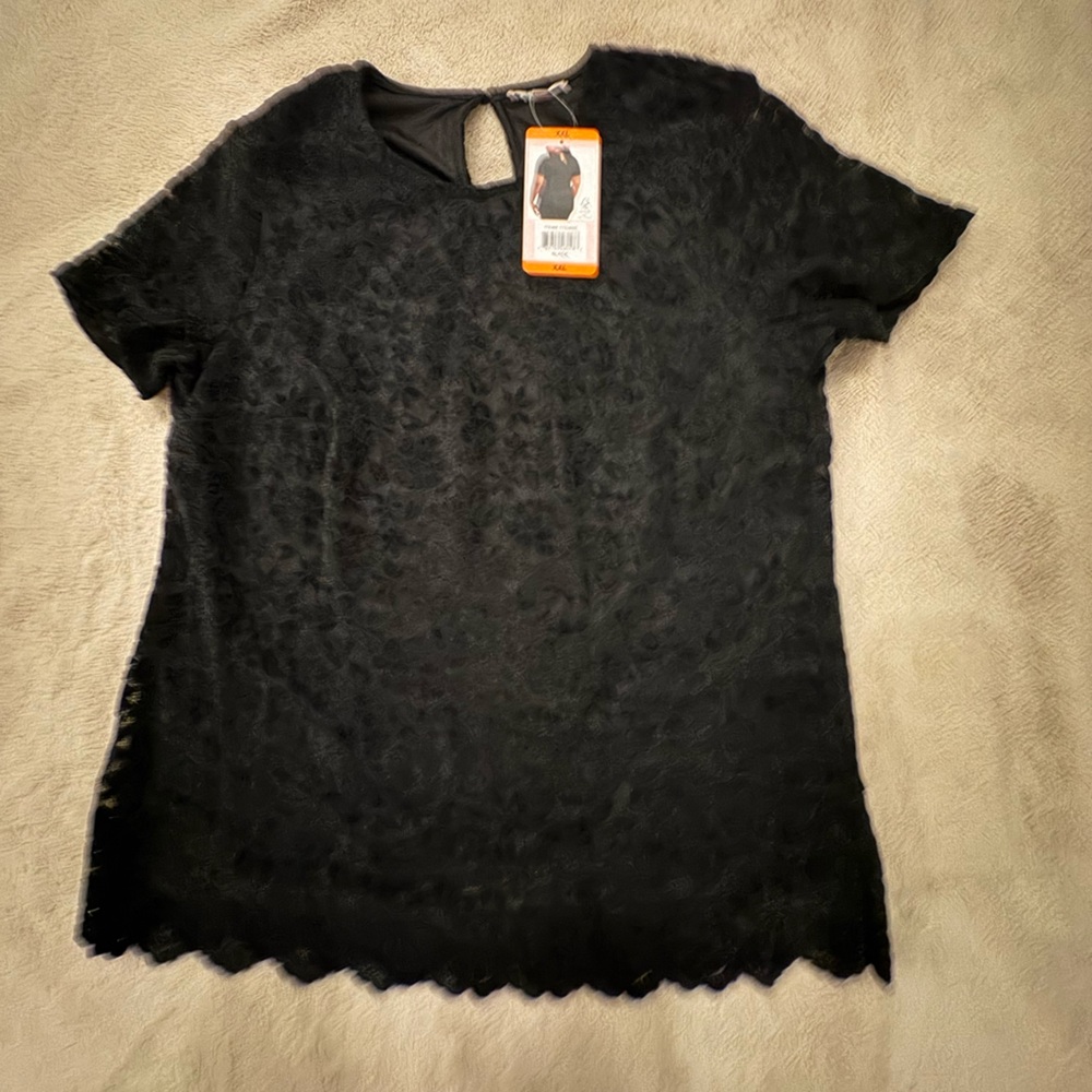 NWT Teddi Rose Black Lace Blouse XXL